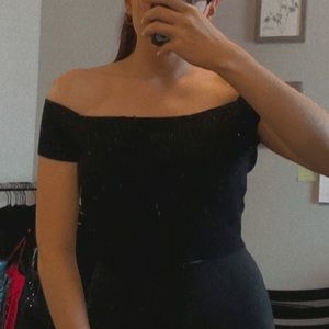 Black off the shoulder crop top